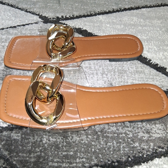 NWOT Zara Size 41 (9/10 US) Gold Metal Chain Flat Sandals! - Picture 9 of 13